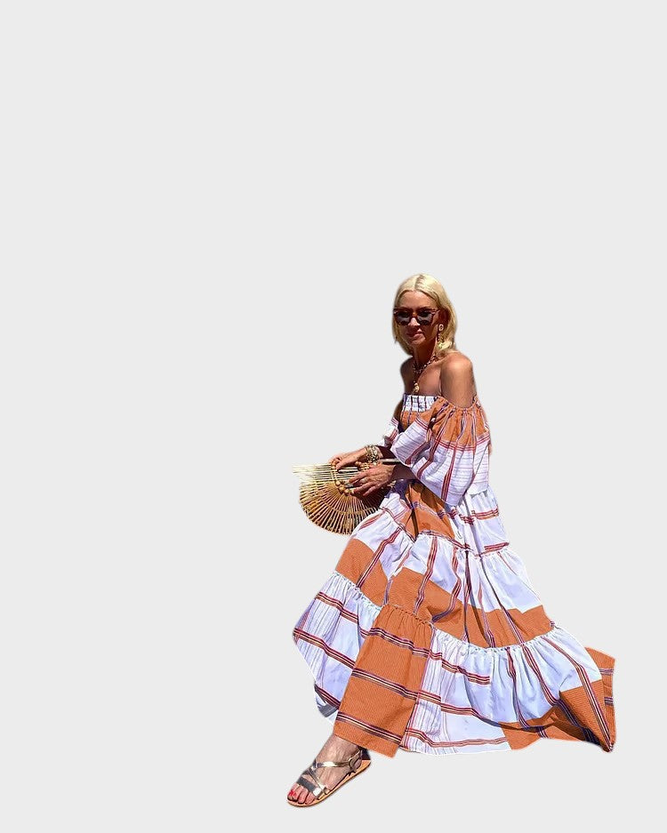 MURCIA - VESTIDO MAXI DE LUJO CON ESTAMPADO MEXICANO