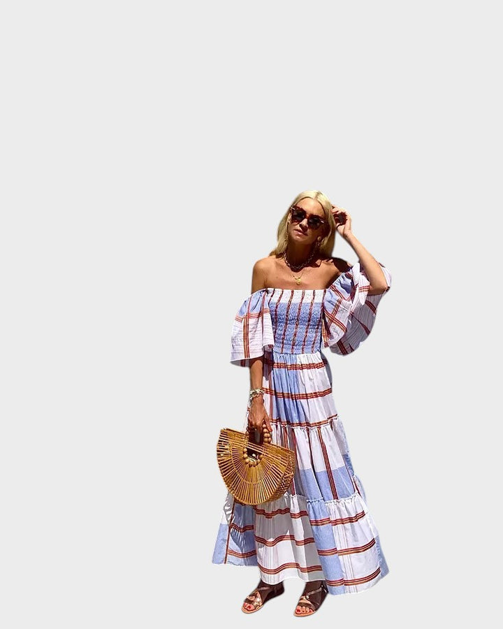 MURCIA - VESTIDO MAXI DE LUJO CON ESTAMPADO MEXICANO